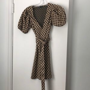 Polka dot mini dress with belt